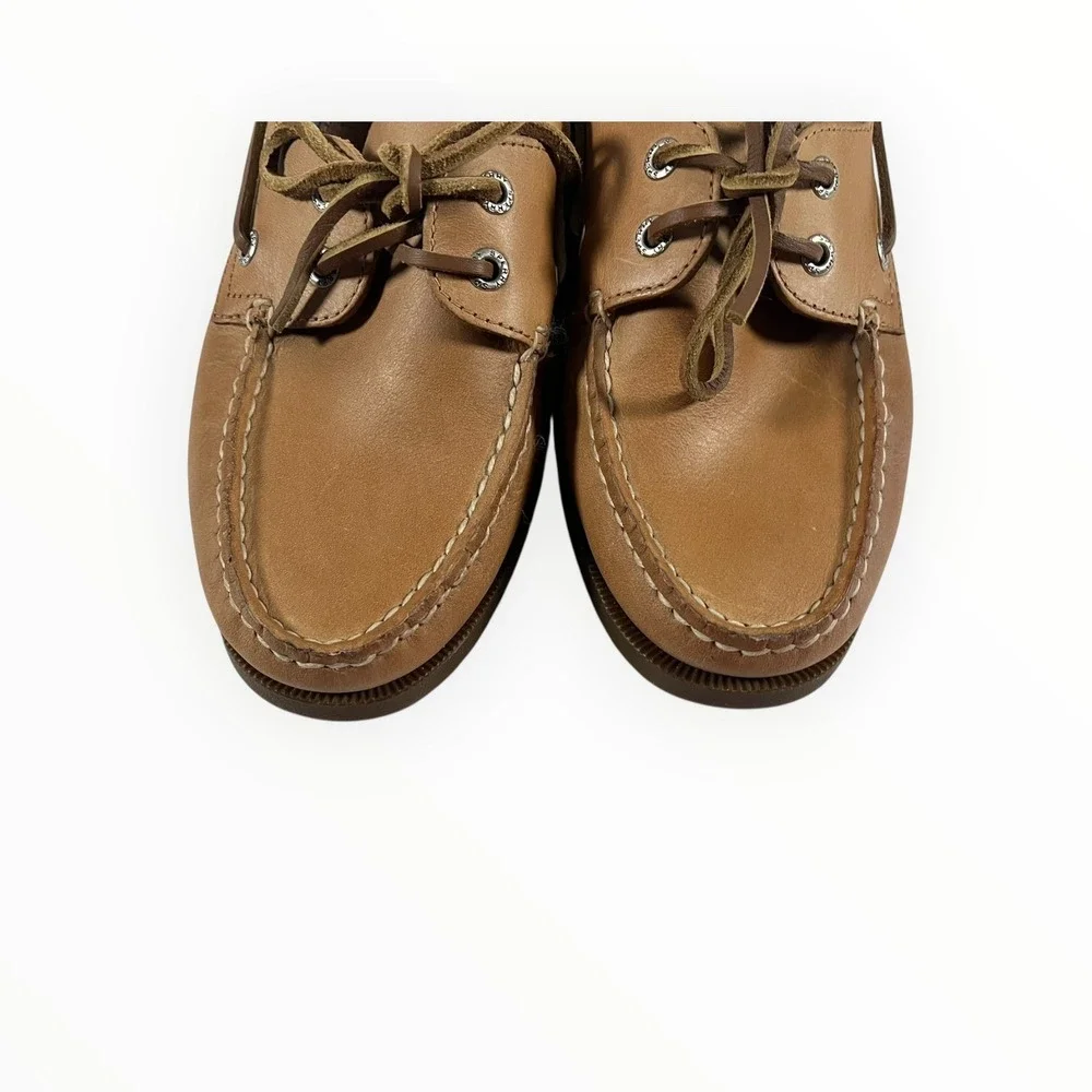 Sperry Authentic Original Boat Shoes Men's Tan Leather Lace Up Moc Toe Size 8
